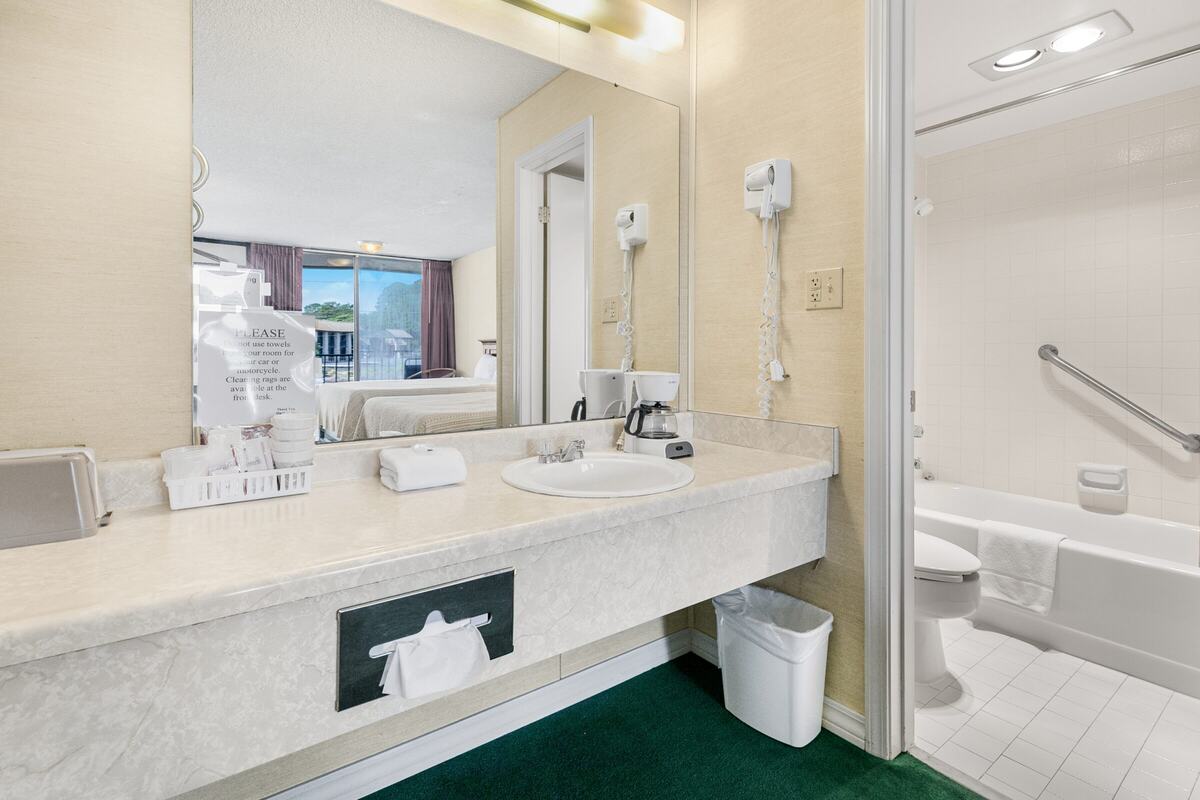 Classic vanity and sink outside the bathroom